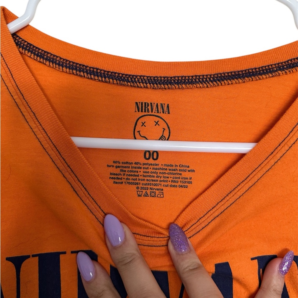 Torrid Nirvana Vibrant Orange Graphic Tee with Iconic Logo Size 00 (M) - Picture 2 of 3
